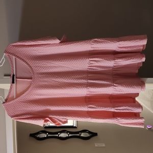 🩷🩷 Lane Bryant Plus Size Pink Polka Dot Babydoll Short Sleeve Top 26/28 🩷🩷